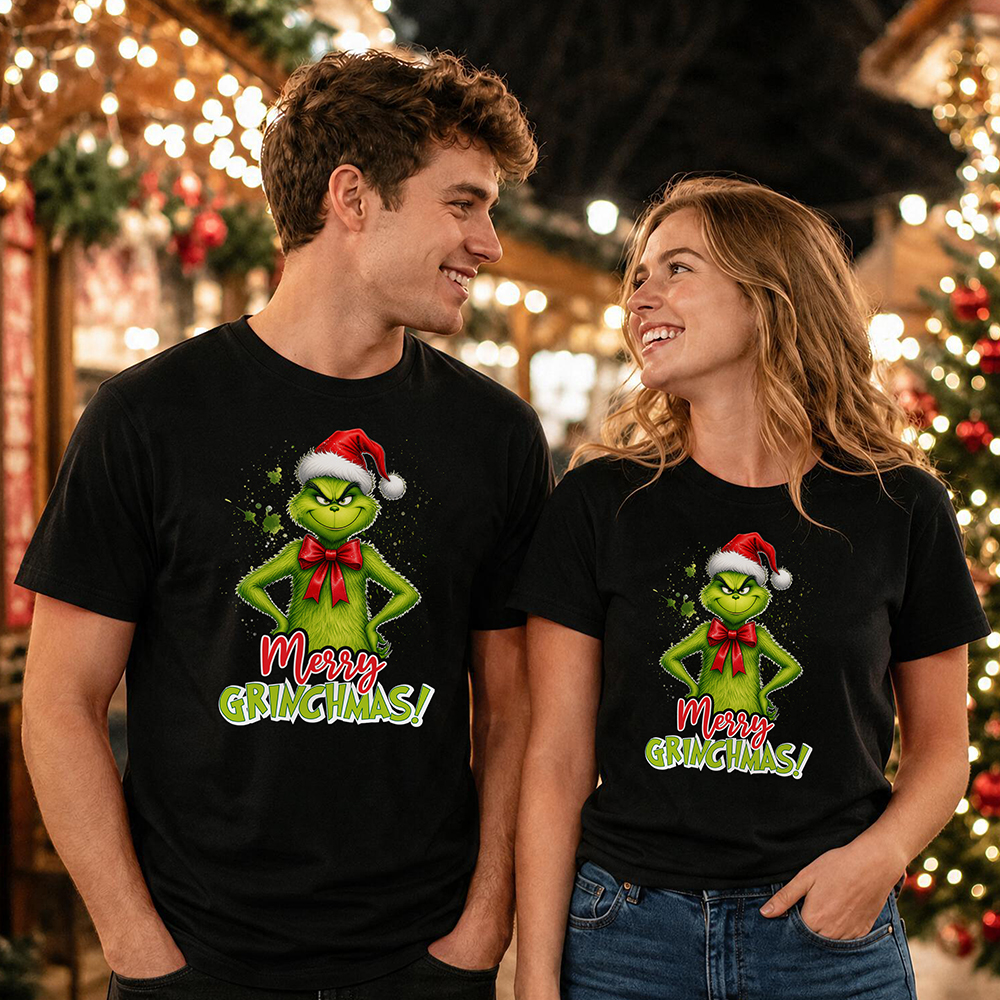 Забавна празнична тениска с Гринч „Merry Grinchmas“ - Image 3