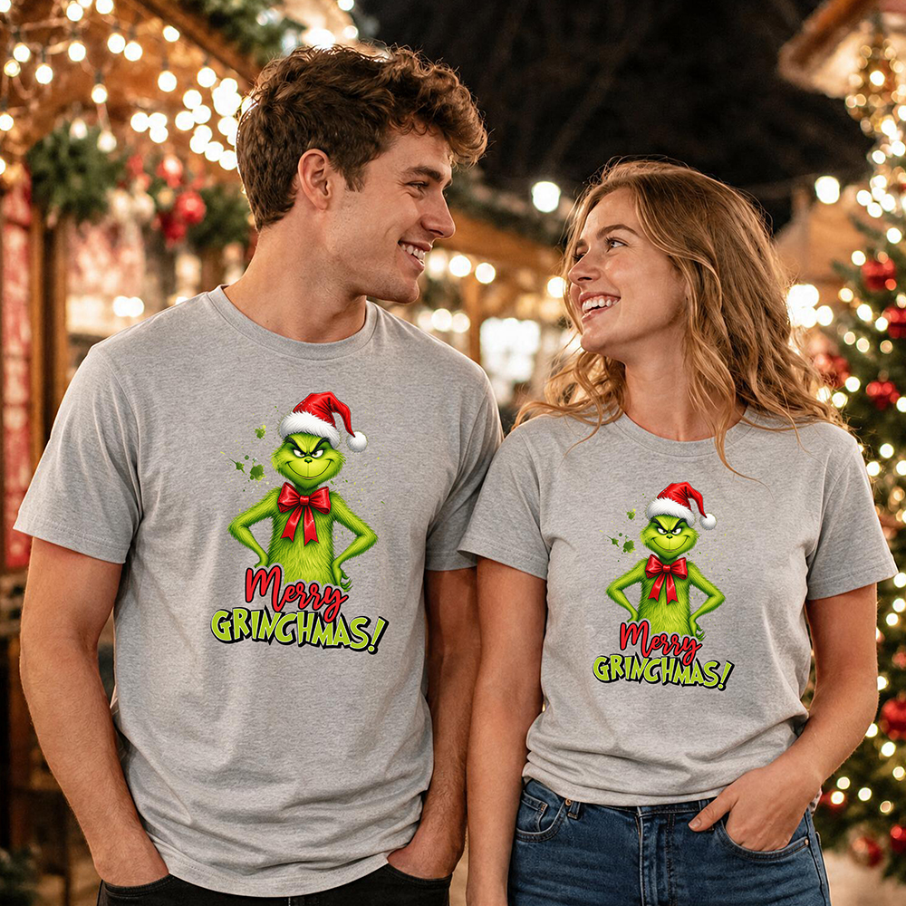 Забавна празнична тениска с Гринч „Merry Grinchmas“ - Image 4