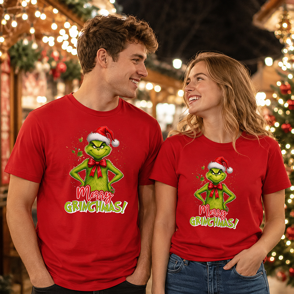Забавна празнична тениска с Гринч „Merry Grinchmas“ - Image 7