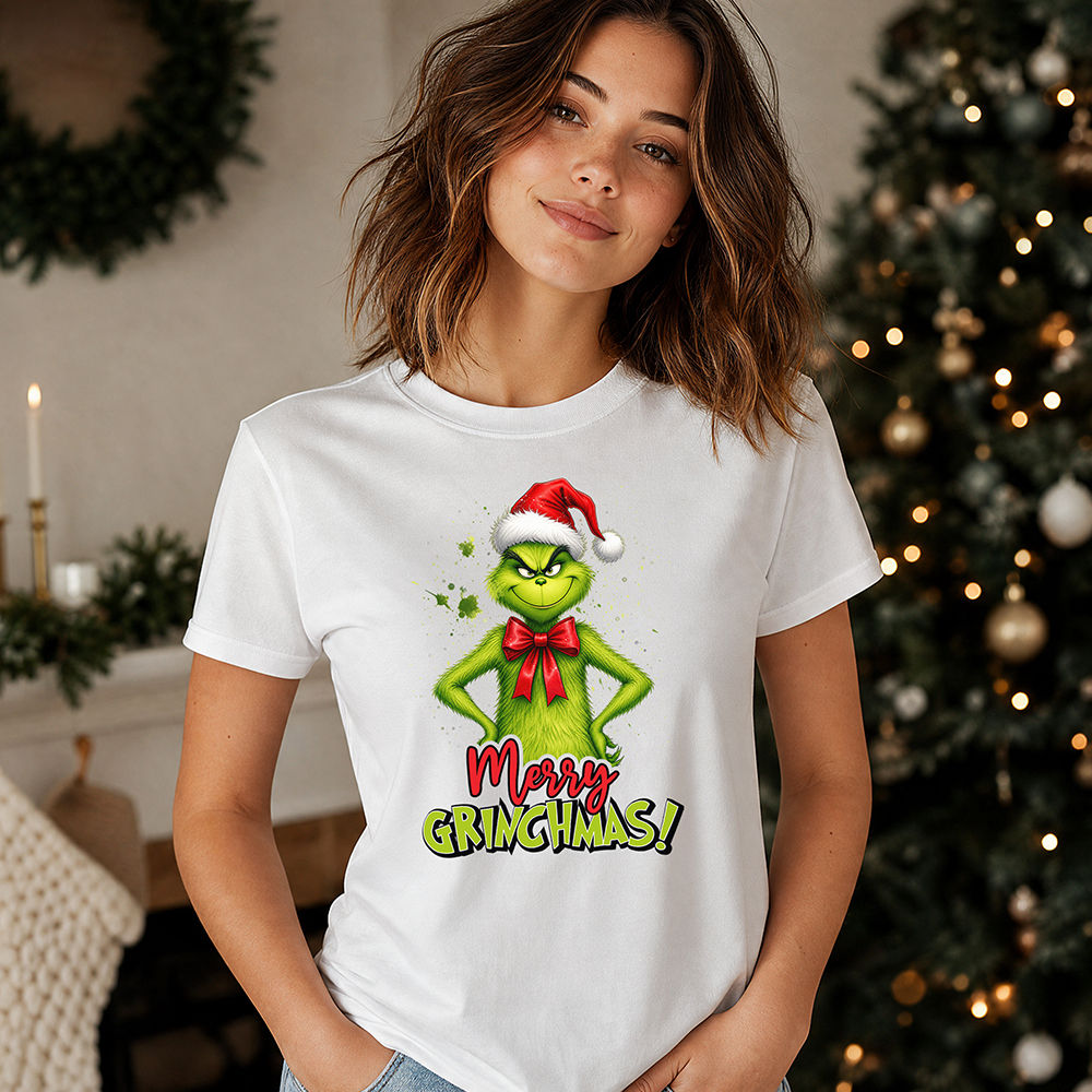 Забавна коледна тениска с Гринч Merry Grinchmas